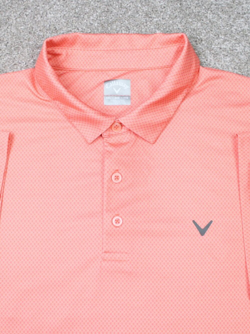 Callaway Polo Shirt Mens 2XL XXL Orange Geometric Golf Poly Stretch Short Sleeve